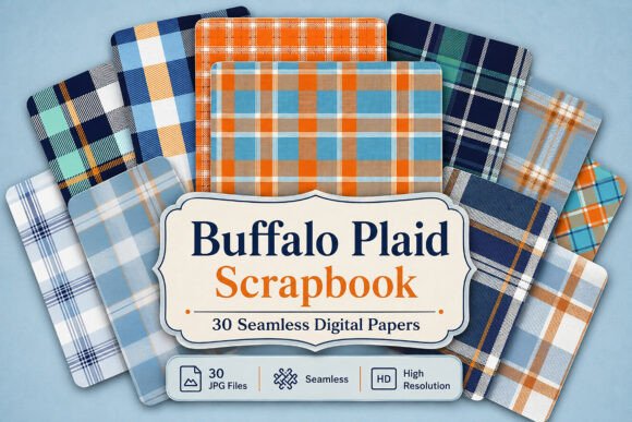 Download Buffalo Plaid Digital Scrapbook Paper - Buffalo plaid Collection