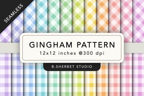 Download Rainbow Gingham Pattern Digital Papers - Rain Collection