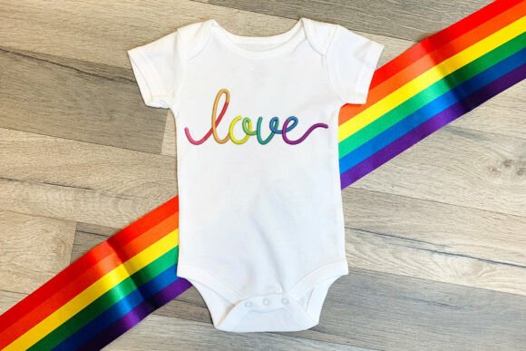 Download Cursive Rainbow Love Embroidery - Rain Collection