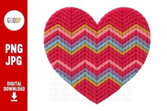 Download Rainbow Chevron Crochet Heart Png - Rain Collection