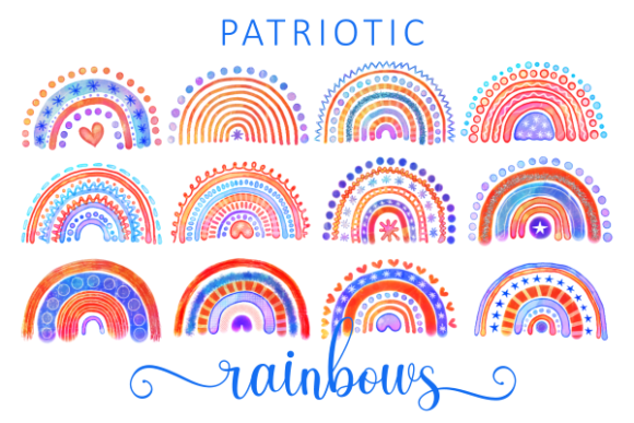 Download Patriotic Watercolor July Fourth Rainbow - Rain Collection