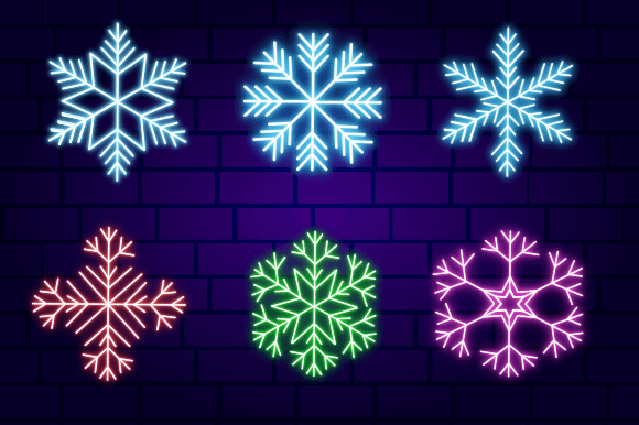 Download Set of Neon Snowflakes - Neon Collection
