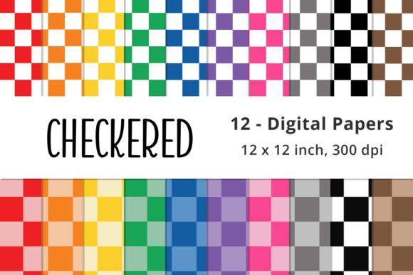 Download Checkered Digital Paper - Rainbow - Rain Collection