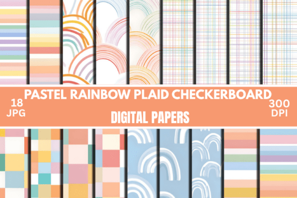 Download Pastel Rainbow Digital Paper Plaid Paper - Rain Collection