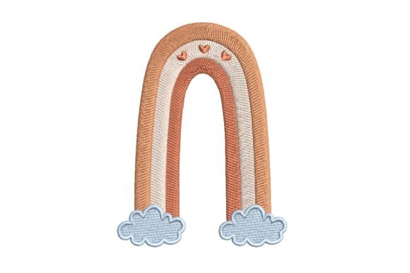 Download Pastel Rainbow Arch with Hearts and Clouds Embroidery Design - Rain Collection