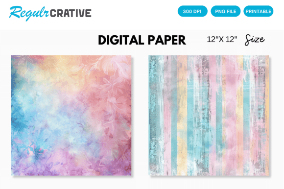 Download Rainbow Color Pastel Digital Paper Pack - Rain Collection