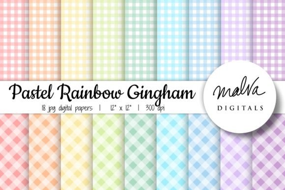 Download Pastel Rainbow Gingham - Rain Collection