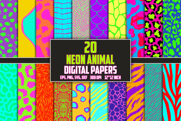 Download Neon Animal Skin Digital Papers Bundle - Neon Collection