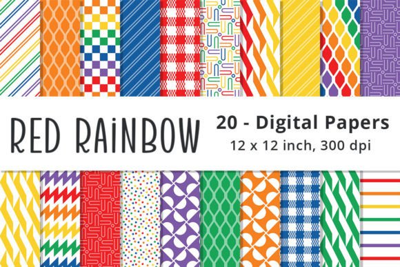 Download Red Rainbow Digital Paper Backgrounds - Rain Collection