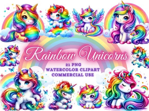 Download Rainbow Unicorns Clipart - Unicorn Png - Rain Collection