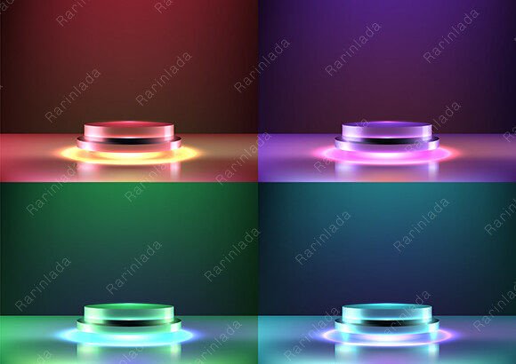 Download 3D Glowing Neon Light Colors Podium - Neon Collection