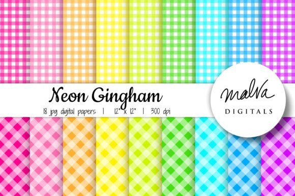 Download Neon Rainbow Gingham - Neon Collection