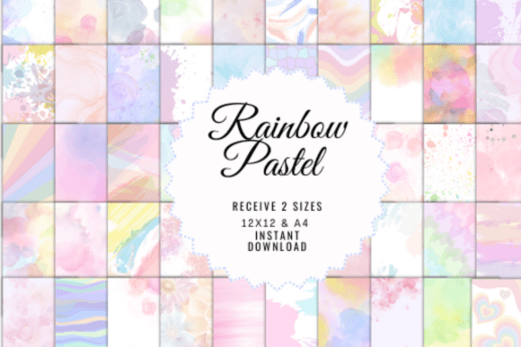 Download Rainbow Pastel Digital Paper Pack - Rain Collection
