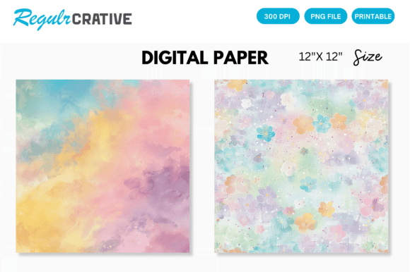 Download Rainbow Color Pastel Digital Paper Pack - Rain Collection
