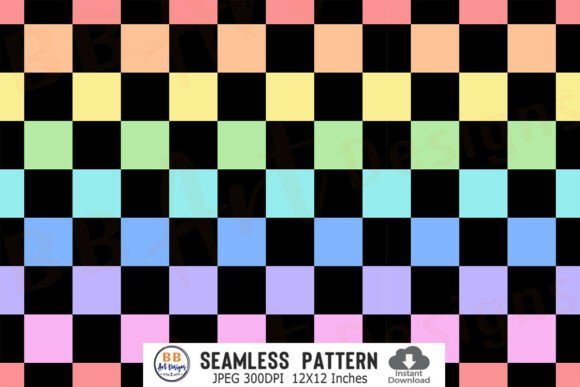 Download Rainbow Checkered Seamless Pattern Paper - Rain Collection